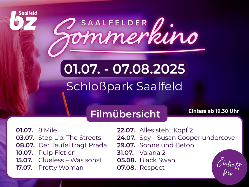 Sommerkino 2025 Flyer mit Ankündigung